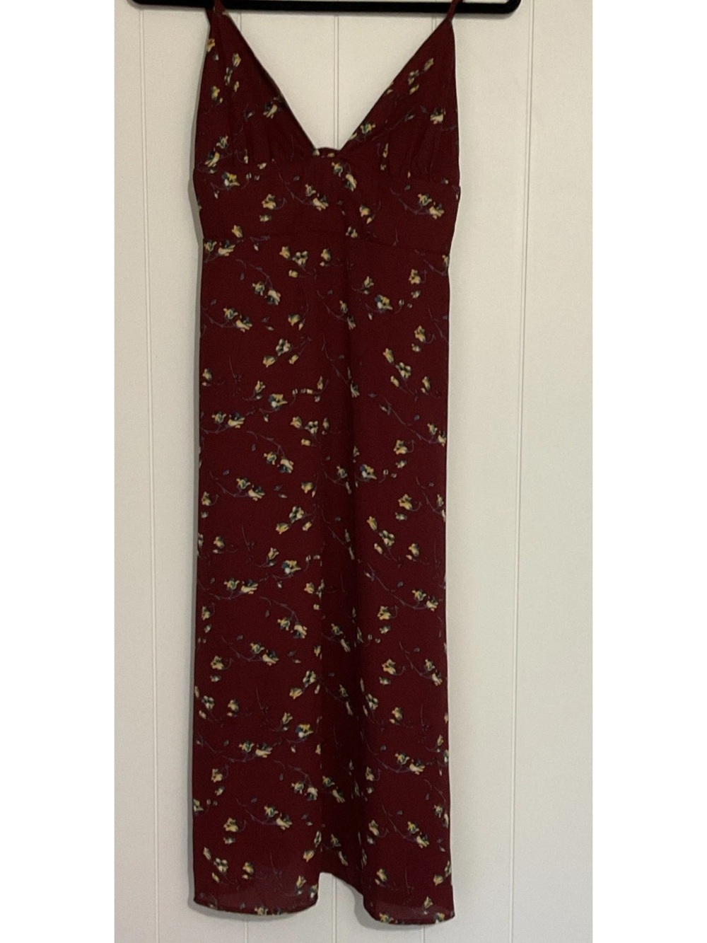 Dress Forum Burgundy Floral Maxi Slip Dress M - Picture 2 of 11